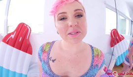 Pink-haired Chubby Teen Gets Facial